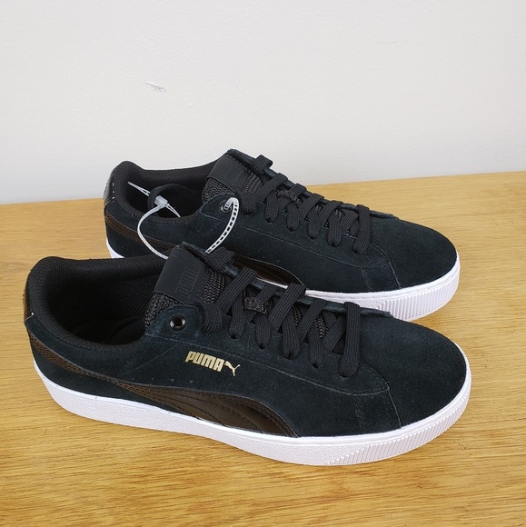 Puma Shoes - Puma 9 Black & Gold Suede Shoes